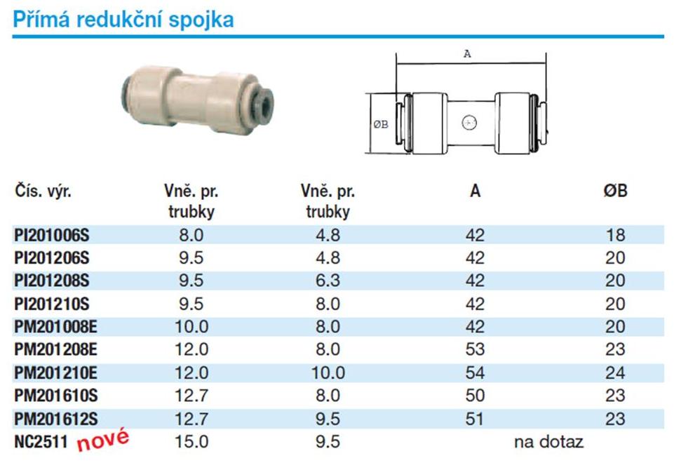 Obrázok 2 - Spojka John Guest PI201008S Priama redukčná spojka 5/16” - 1/4”